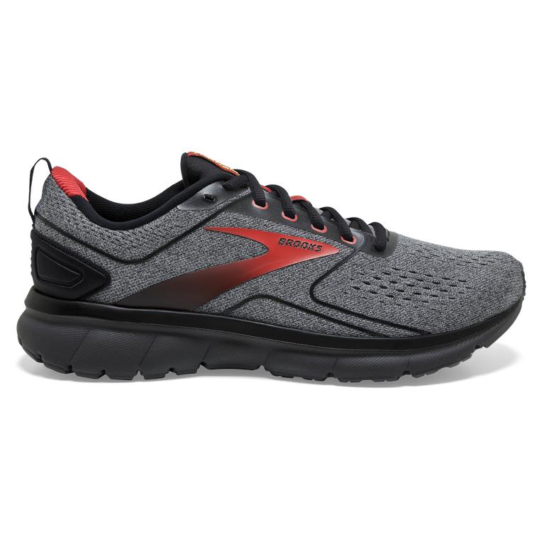 Brooks Transmit 3 Road Running Shoes - Men's - Alloy/Grey/Black/Red (78046-HTZX)